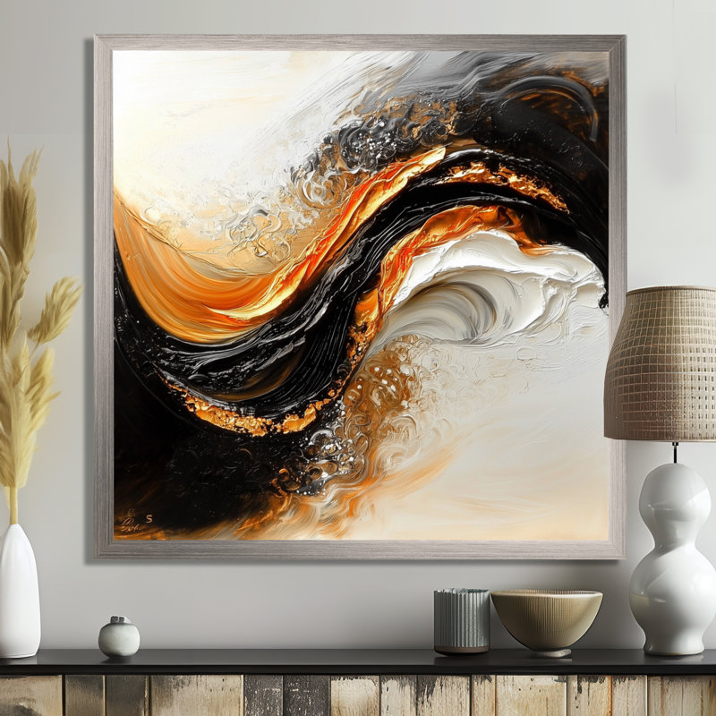 «Metamorphic Form Of Marble Storm II», reproduction d'art sur toile abstraite, H 16 po x l 16 po, Argent argent