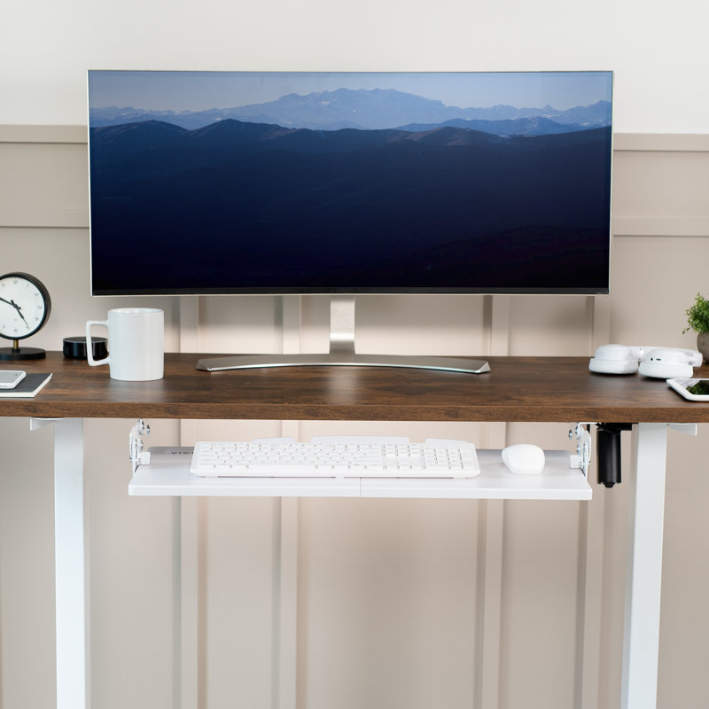Desk Keyboard Tray/Drawer, White, 2.2" H x 26.8" W x 11" D