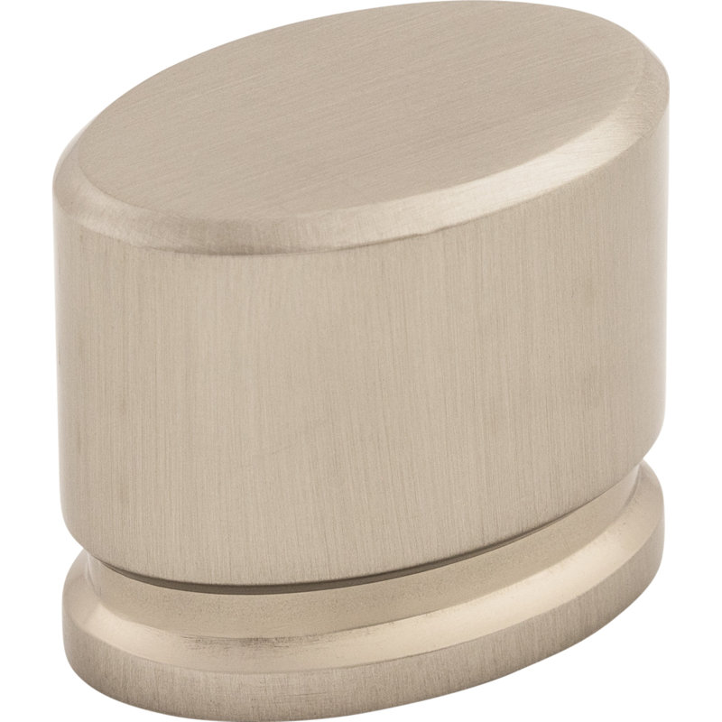 Oval Knob, 1 3/8" Length, Brushed Satin Nickel