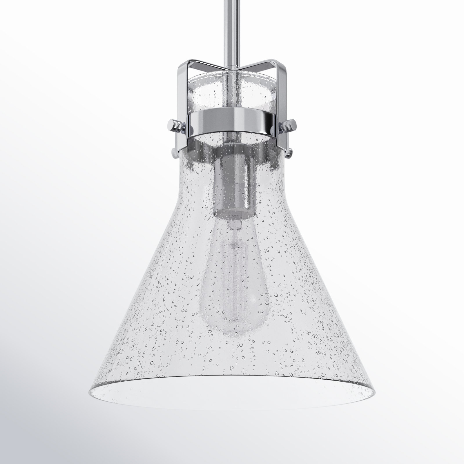 Mirri Single Light Glass Steel Dimmable Pendant, Polished Chrome