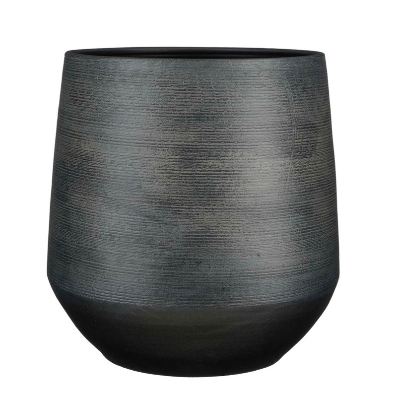 Evora Ceramic Pot Planter, 39cm H x 40cm W x 40cm D, Black