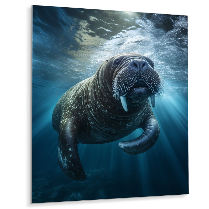 Morse océan Wanderer II - animaux, art mural en métal, H 20 po x l 12 po x P 1 po