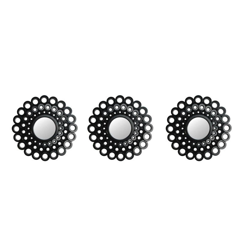 Round Cascading Angular Orbs Mirrors 9.5", Black
