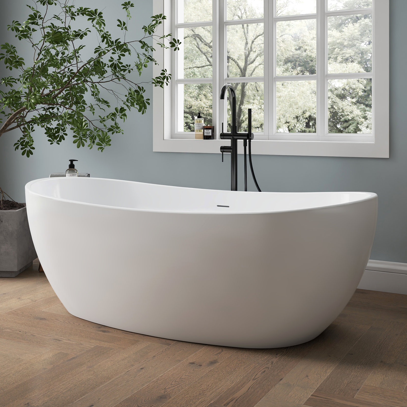 Tidal 65'' Acrylic Freestanding Tub Freestanding Soaking Bathtub