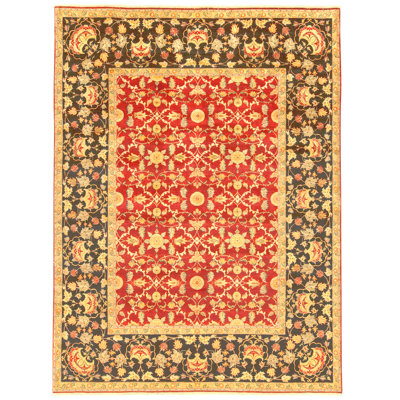 High-Quality Hand-Knotted Red And Black Area Rug