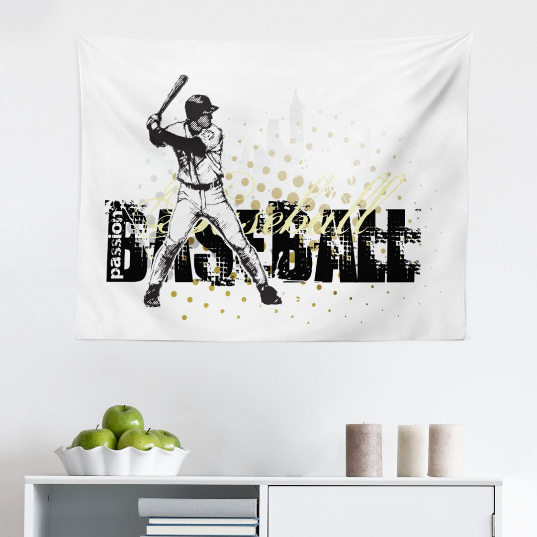 Wandbehang Softball Hintergrund Dots und Grunge Dark Lettering Batting Team Game