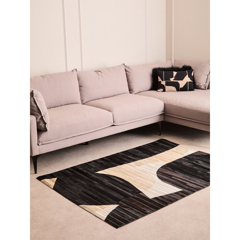 Abstract Leather Hand Tufted 170cm X 120cm Area Rug, Rectangle 120 x 170 cm