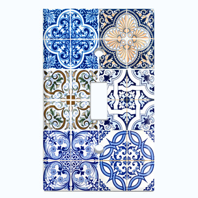 Plaque murale d'interrupteur à bascule Elegant Blue Tile Patch