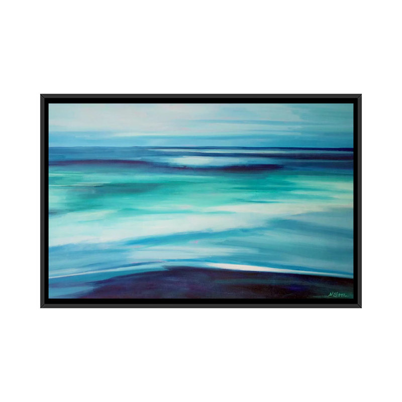 «Ocean», reproduction sur toile, H 18 po x l 26 po x P 1,5 po, Toile avec cadre noir, Pas de tapis