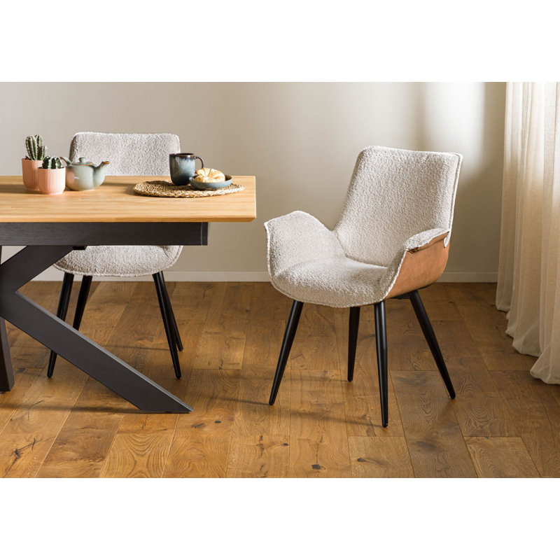 POLSTERSTÜHLE Polyester Blend Upholstered Parsons Chair, Light Beige/Brown