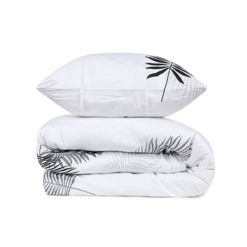 Ranforce King Quilt Cover Set, 100% Cotton, 94.5 x 86.6 inches | Includes 2 Pillowcases (19.7 x 31.5 inches) | Machine Washable, 140 Thread Count, Stylish Grey & White Design, Button Closure for Easy Use