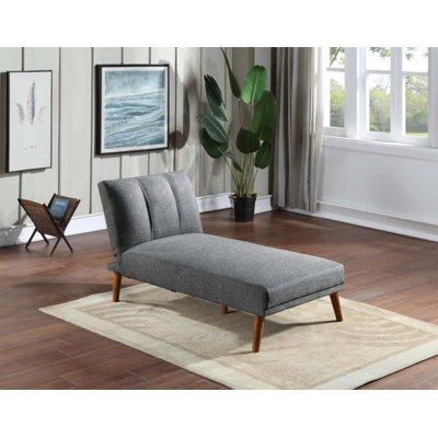 Polyfiber 1pc Adjustable Chaise Bed with Solid Wood Legs and Plush Cushioning for Ultimate Comfort and Versatility in Living Rooms