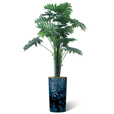 T10_Artificial Tree in Planter Fake Philodendron Tree Silk Tree Indoor Outdoor Home Decoration