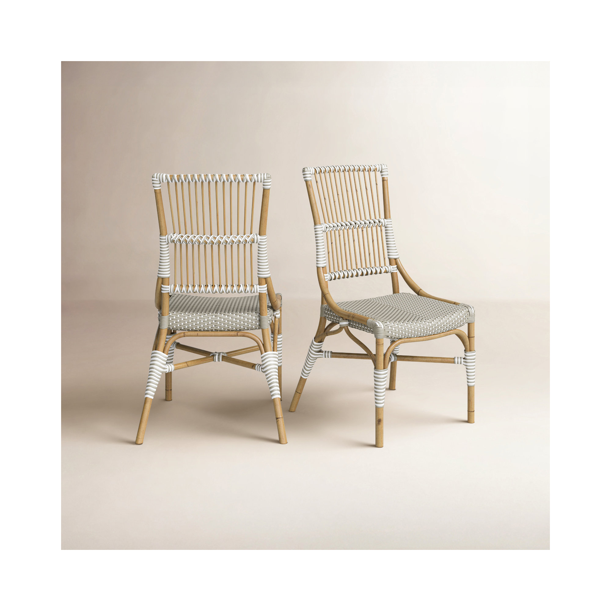 Davey Slat Back Side Chair, Gray/White