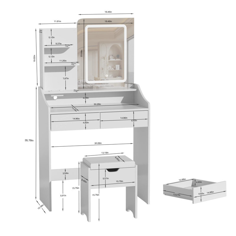 Coiffeuse Ekkehart, Blanc