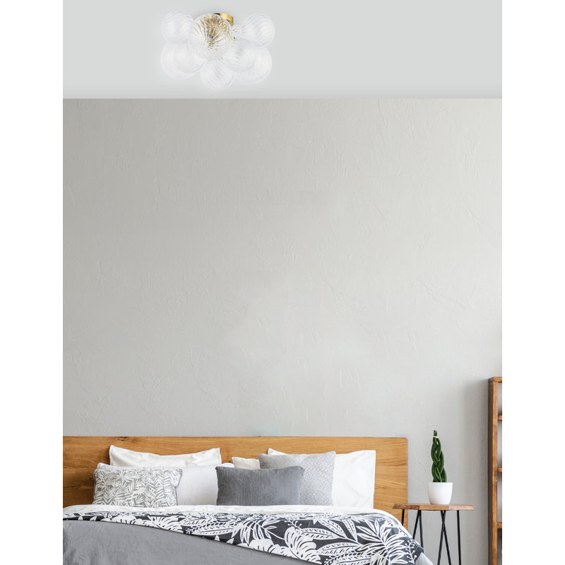 Lacorya 3 Light Flush Mount - Clear Spiral Glass, Aged Brass