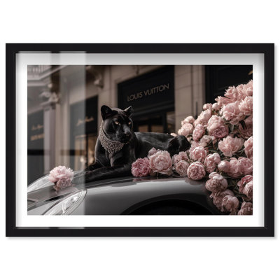 Panther Surrounded with Luxury Shadowbox Print Fashion Wall Art by Notoriart, Black Frame, 15 x 10