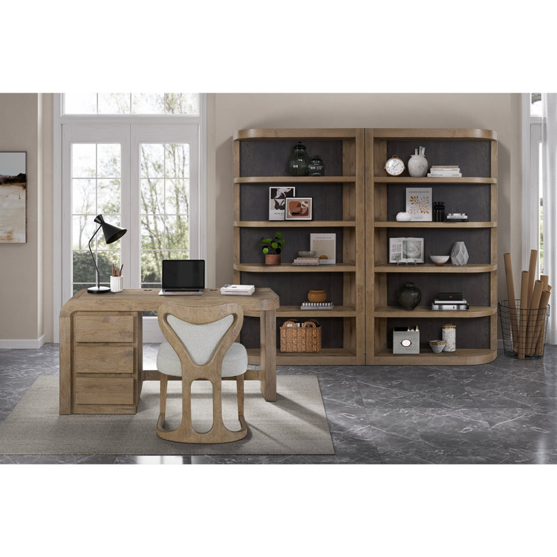 Zina 5-Shelf Reversible Etagere Bookcase with Open Storage in English Knotty Oak Veneer