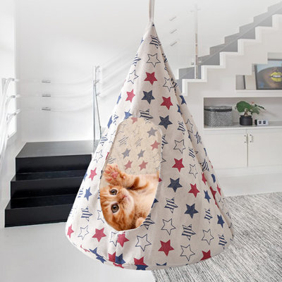Balançoire respirante pour chat, lit à balançoire confortable pour chat avec motif d'étoiles