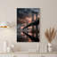 «Suspension Bridge Over Water with City Skyline», art mural-615038561
