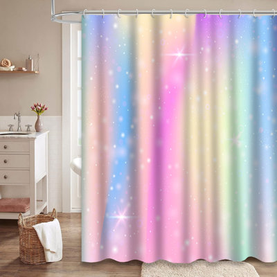 Rainbow Mystical Universe Princess Fantasy Shower Curtain with 12 Hooks