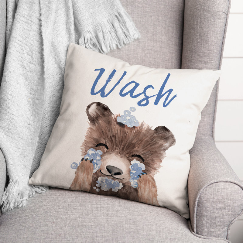 Bear Washing Face Indoor / Outdoor Pillow