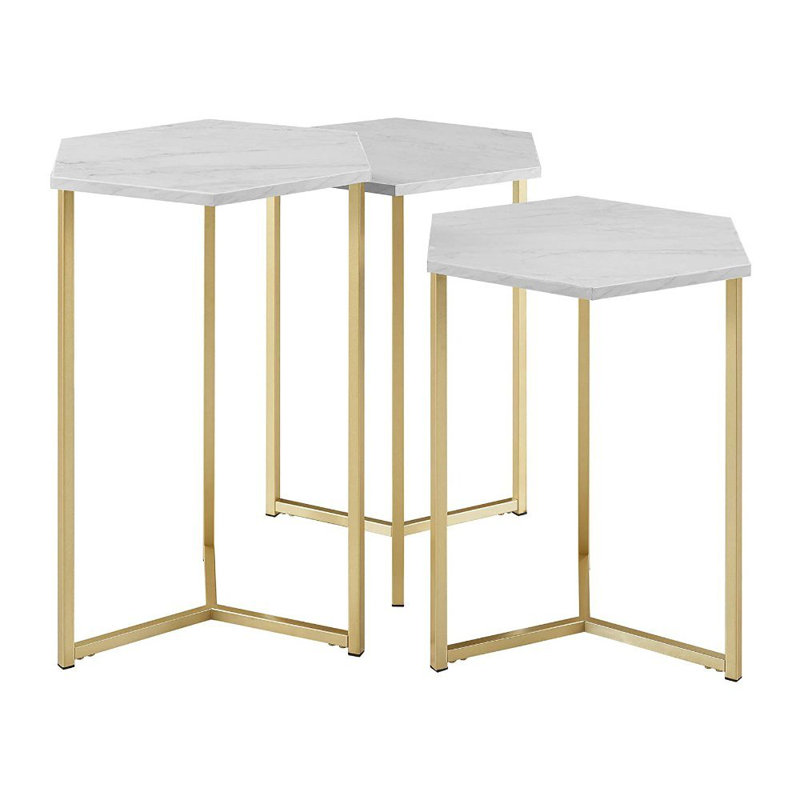 Adela Frame Nesting Tables, Dark Walnut/Gold
