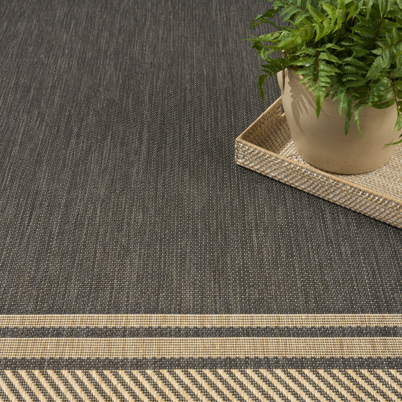 Horizon Indoor/Outdoor Modern Rug, Rectangle 10' x 14', Charcoal