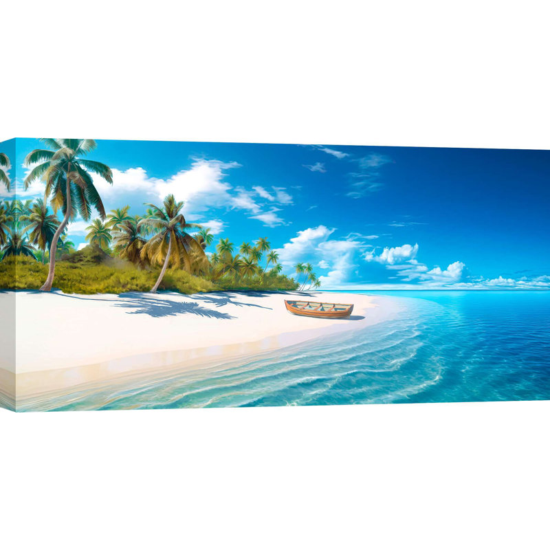 Sea Landscape: Tropical Retreat (detail) by Dario Marzi - Wrapped Canvas Print, 35cm H x 70cm W x 4cm D