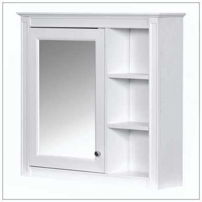 Wall Mounted Medicine Cabinet Mirror 3 Open Shelves