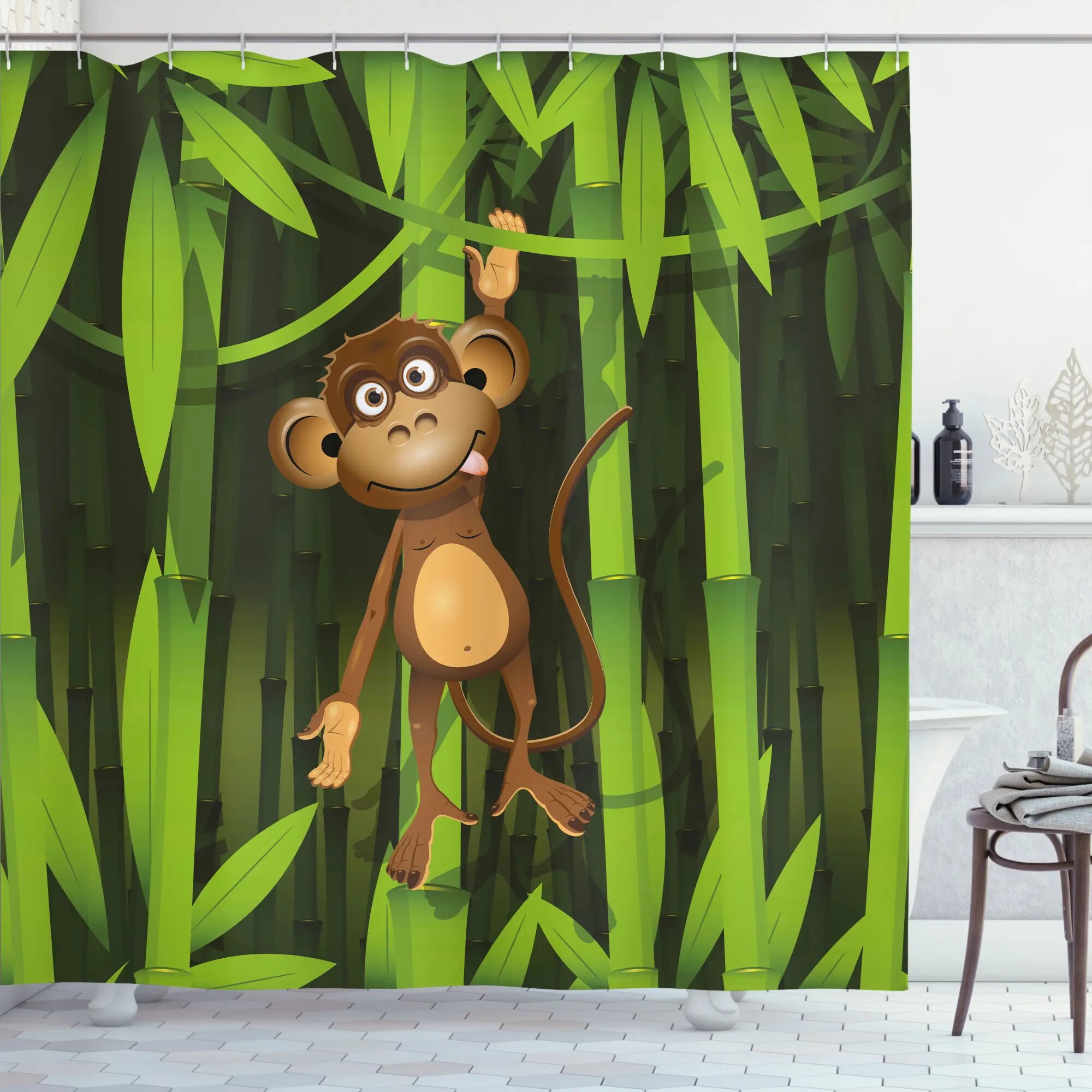 Jungle Shower Curtain Set + Hooks East Urban Home Size: 69 H x 105 W