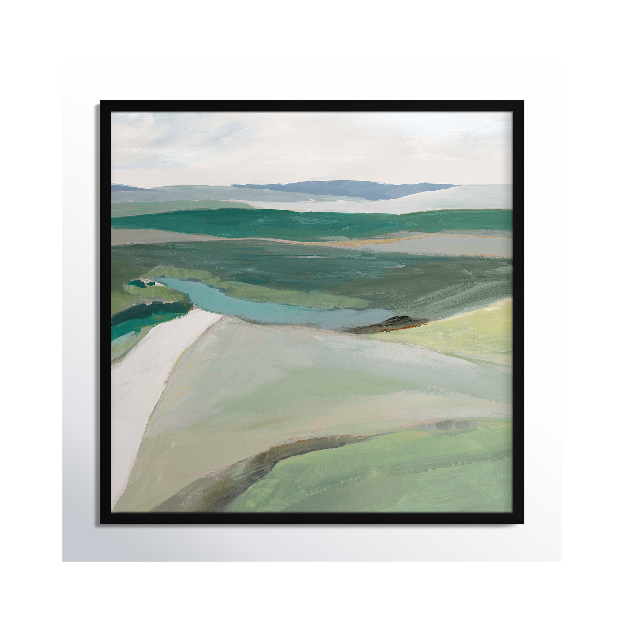 Fields Of Green II by - Single Picture Frame Print, 27.5" H x 27.5" W x 1.25" D, Satin Black Framed