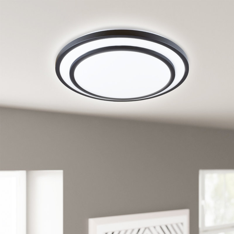 Plafonnier encastré 3 lumières DEL 20 po Medeline, Blanc / noir