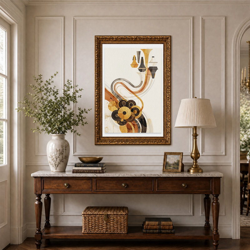 Toile abstraite beige et brune, H 24 po x l 16 po