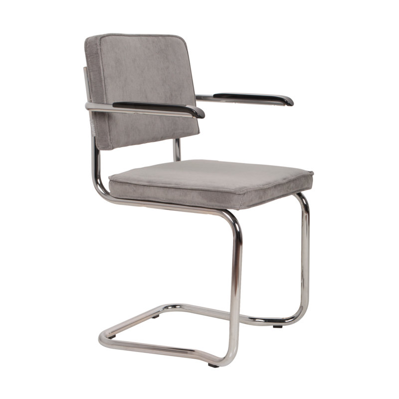 Chaise en porte-à-faux rembourrée Ridge, Gris clair
