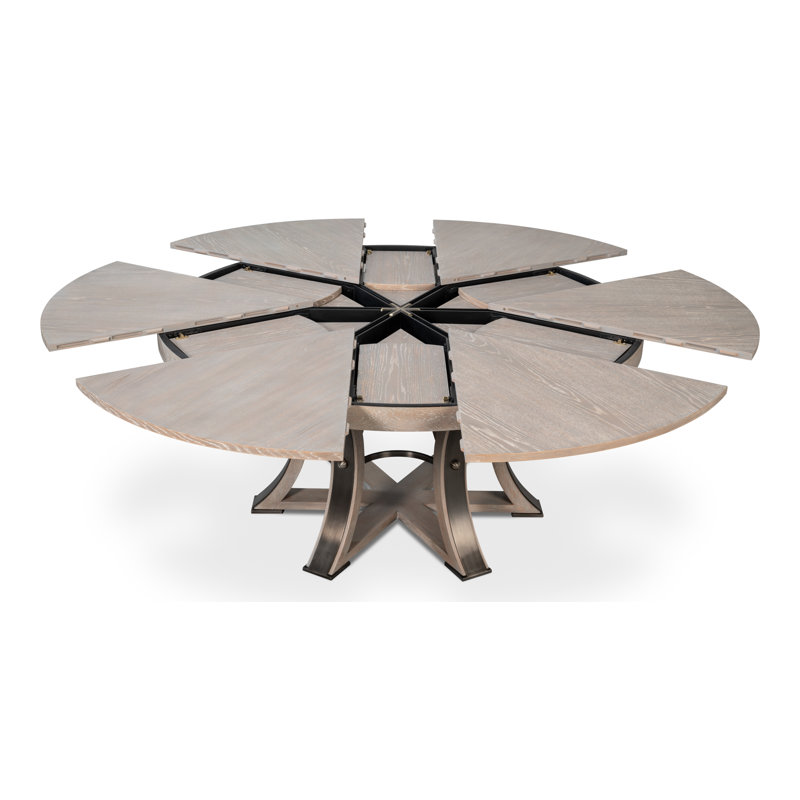 Tower Round Solid Oak Dining Table, Moonskin/Hammered