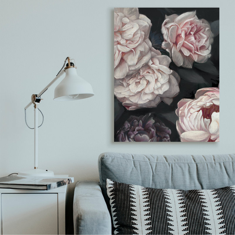 «Clustered Pink and White Florals Elegant Flowers» par Ziwei Li - impression d'art graphique, Toile tendue