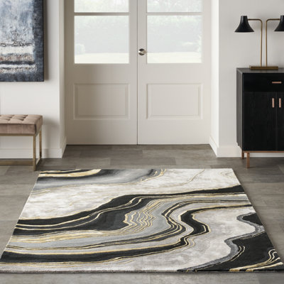 Hand Tufted Viscose Abstract Indoor Rug