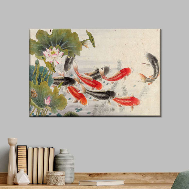 Étang japonais sur toile, H 16 po x l 24 po x P 1,25 po