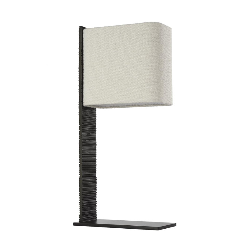 Anne-Marie Barton Fumar 34" Statement Table Lamp in Ridged Carbon with BouclÃ© Shade, Black