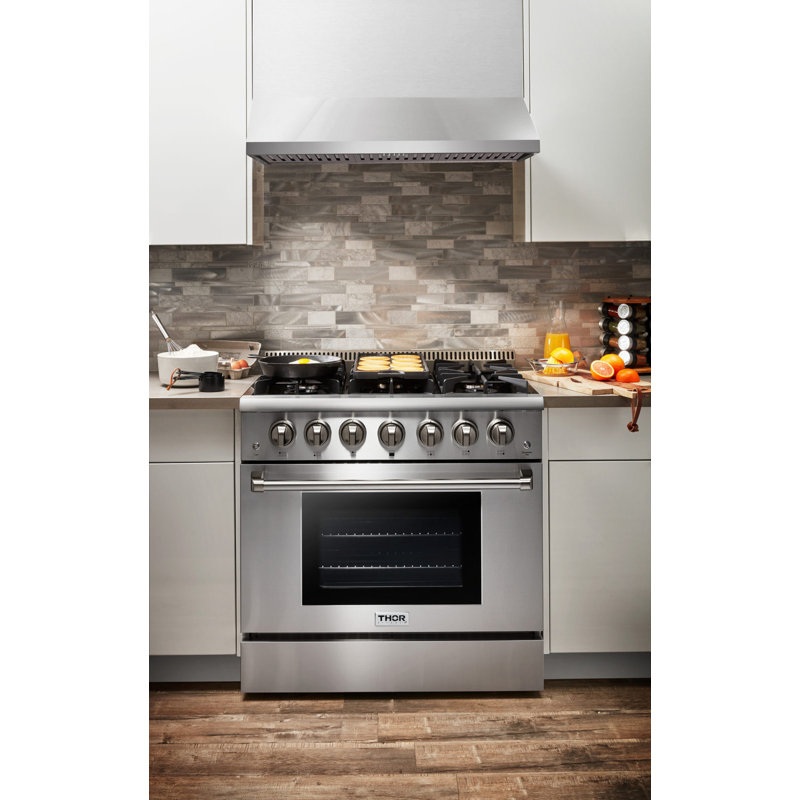36" Stainless Steel Convertible Wall Mount Range Hood with Charcoal Filter
