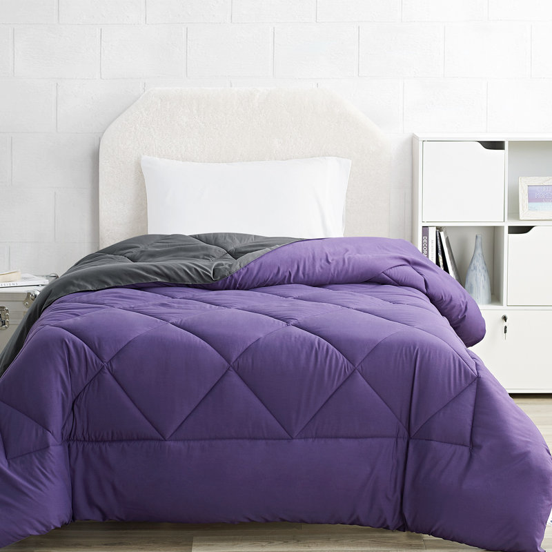 Édredon réversible surdimensionné en microfibre surdimensionné, Règne mauve / noir délavé, Simple extra long