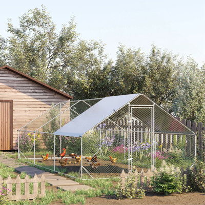 Grand poulailler en métal avec couvercle imperméable et anti-UV Pawhut
