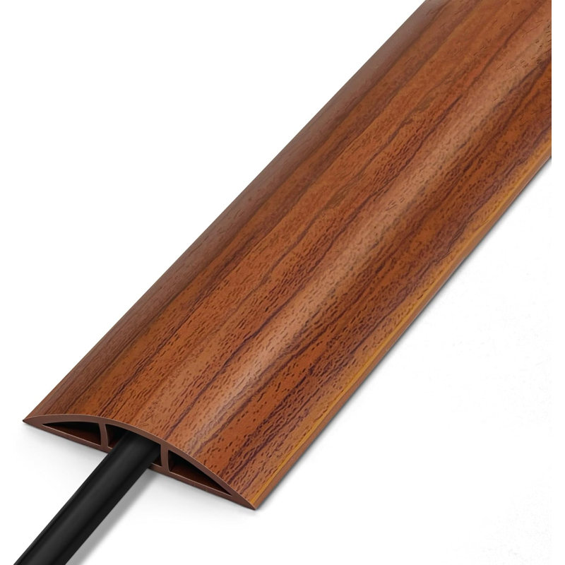 Floor Cord Cover 4FT, Walnut Wood Cord Hider Floor, Walnut