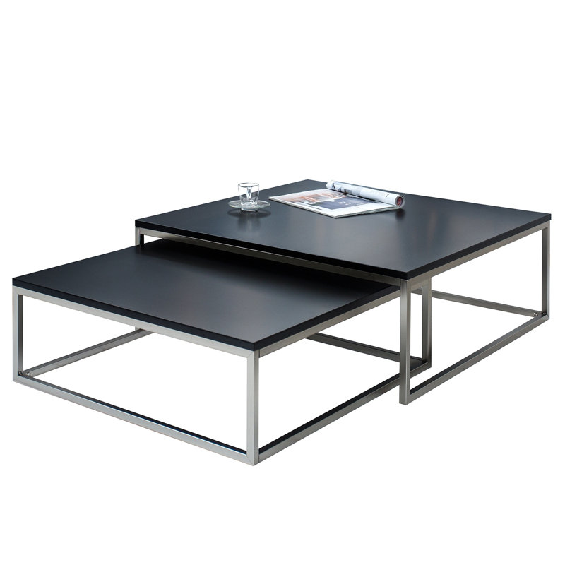 Gwyneth Frame Coffee Table, Black, Chrome colour