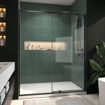 Porte de douche coulissante simple demi-cadre l 56 "x H 71" x H 56 "