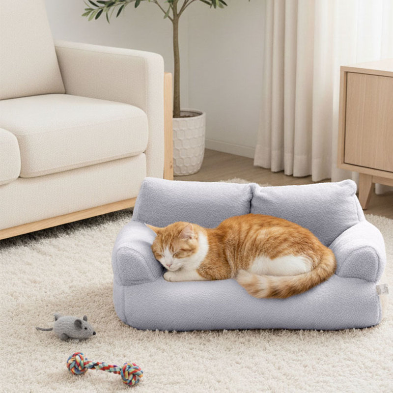 Fleece Nest Pet Bed, 30cm H x 65cm W x 46cm D, Grey