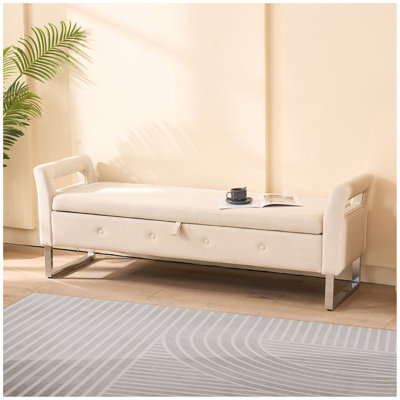 67.91"Wide Velvet Storage Soft Bench with Armrests  for Living Room, Entryway and Bedroom. 