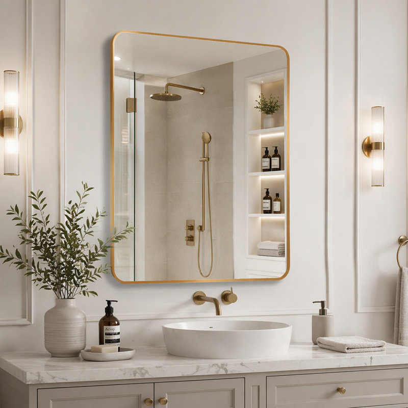 Miroir mural pour salle de bain, 30 po x 36 po, Doré