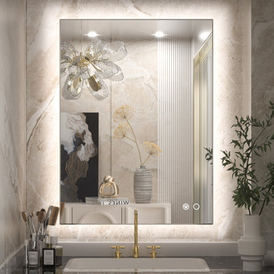 Adorna LED Backlit Frameless Lighted Bathroom Vanity Mirror Wall Mirror Dimmable Anti Fog